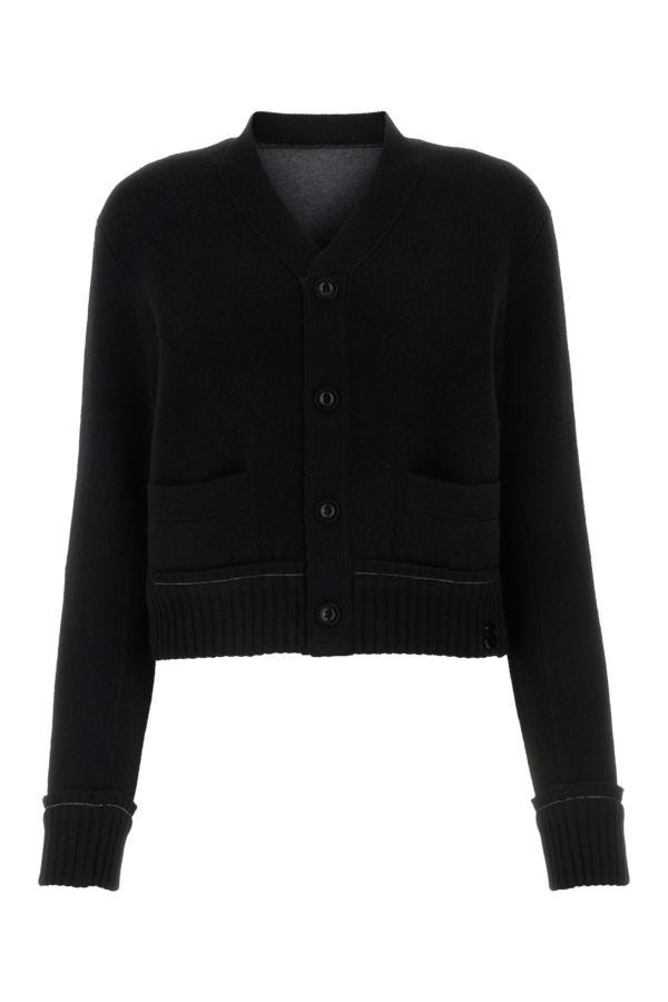 Black cotton blend cardigan - 1