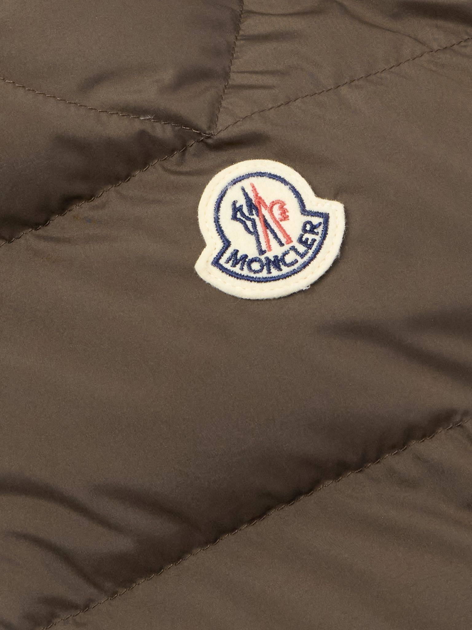 Grosgrain-Trimmed Logo-Appliquéd Quilted Shell Down Jacket Brown - 5