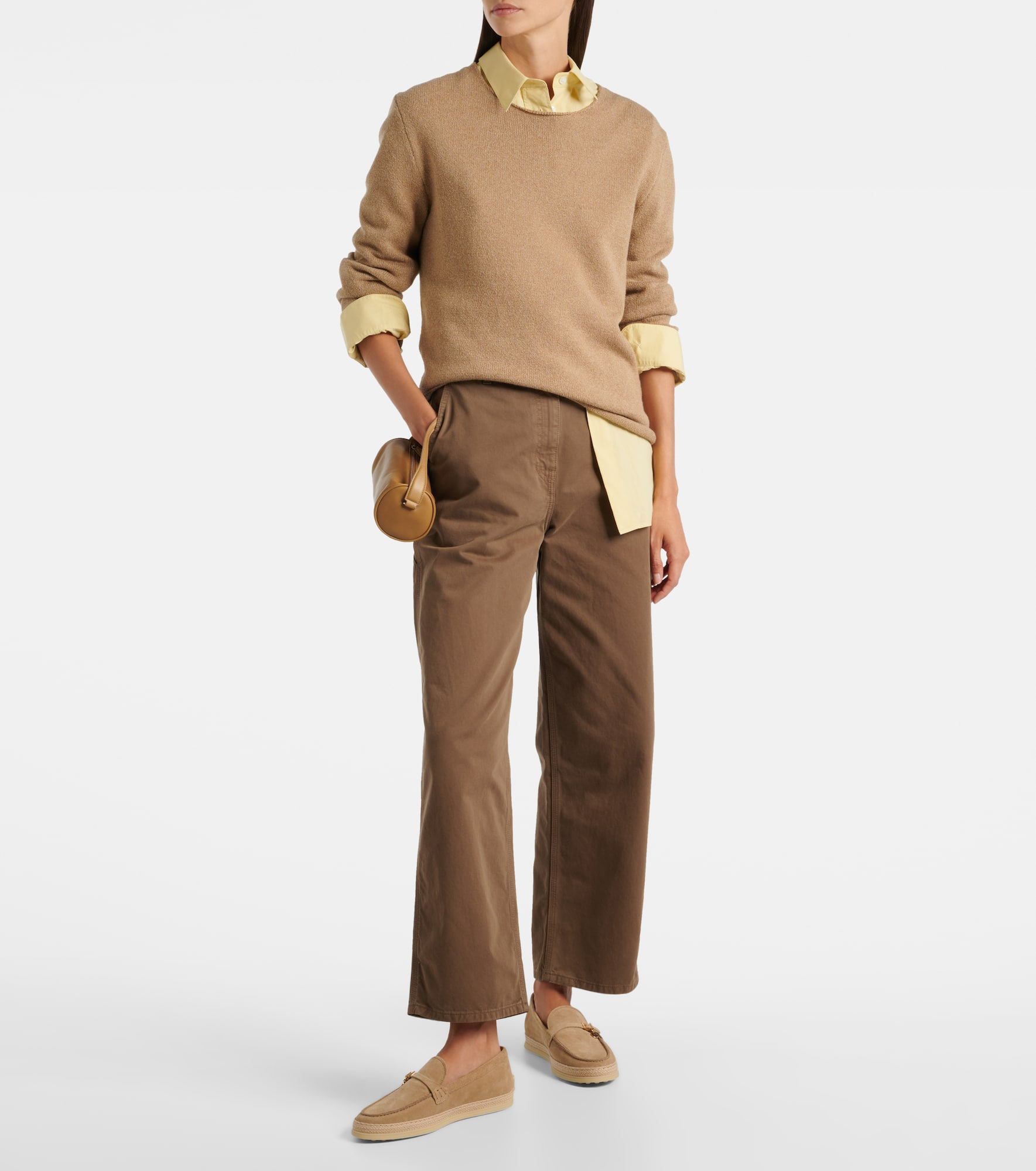 Raffia-trimmed suede loafers - 3
