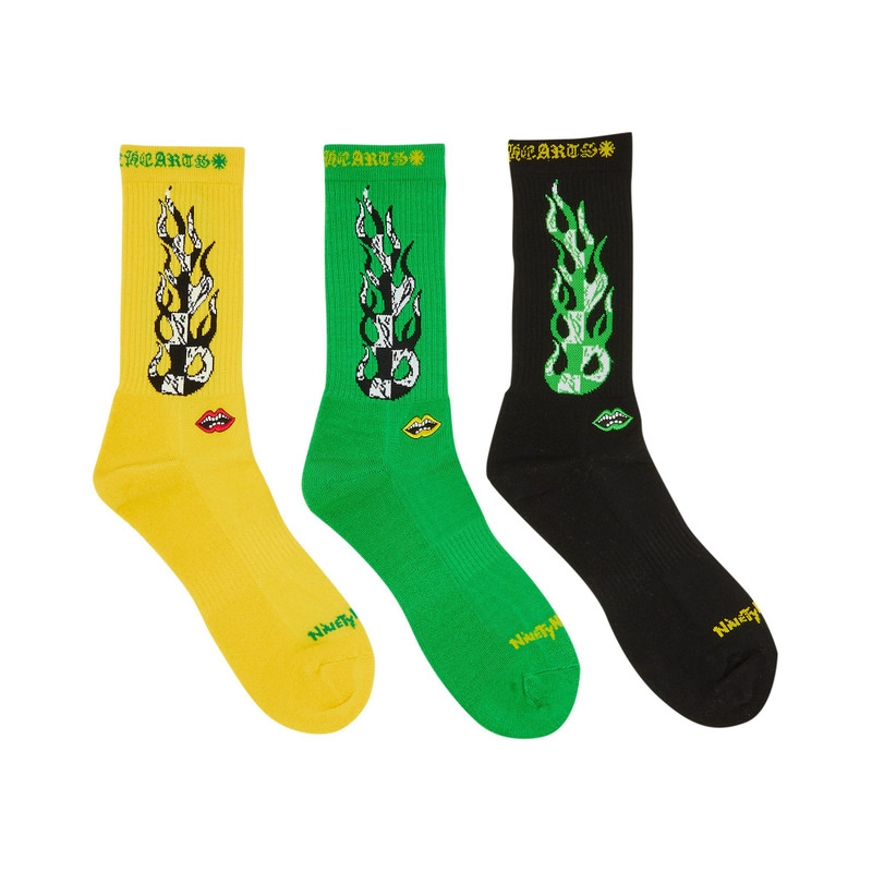 Chrome Hearts x Matty Boy Flame Socks 'Green/Yellow/Black' 1