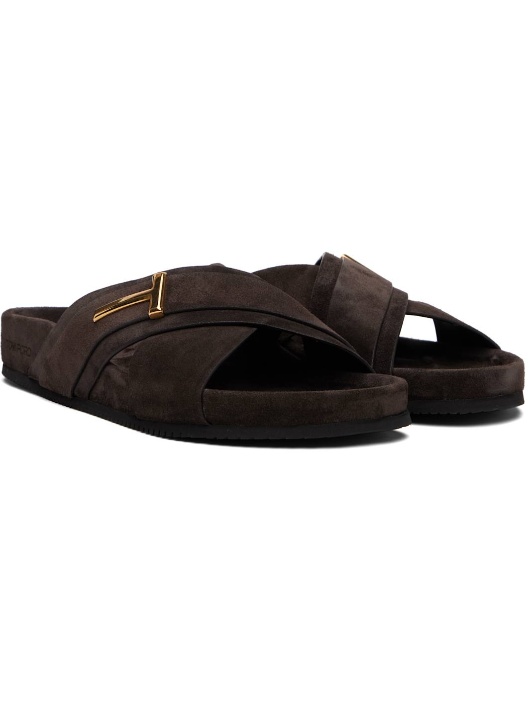 Brown Suede Wicklow T Slides - 4