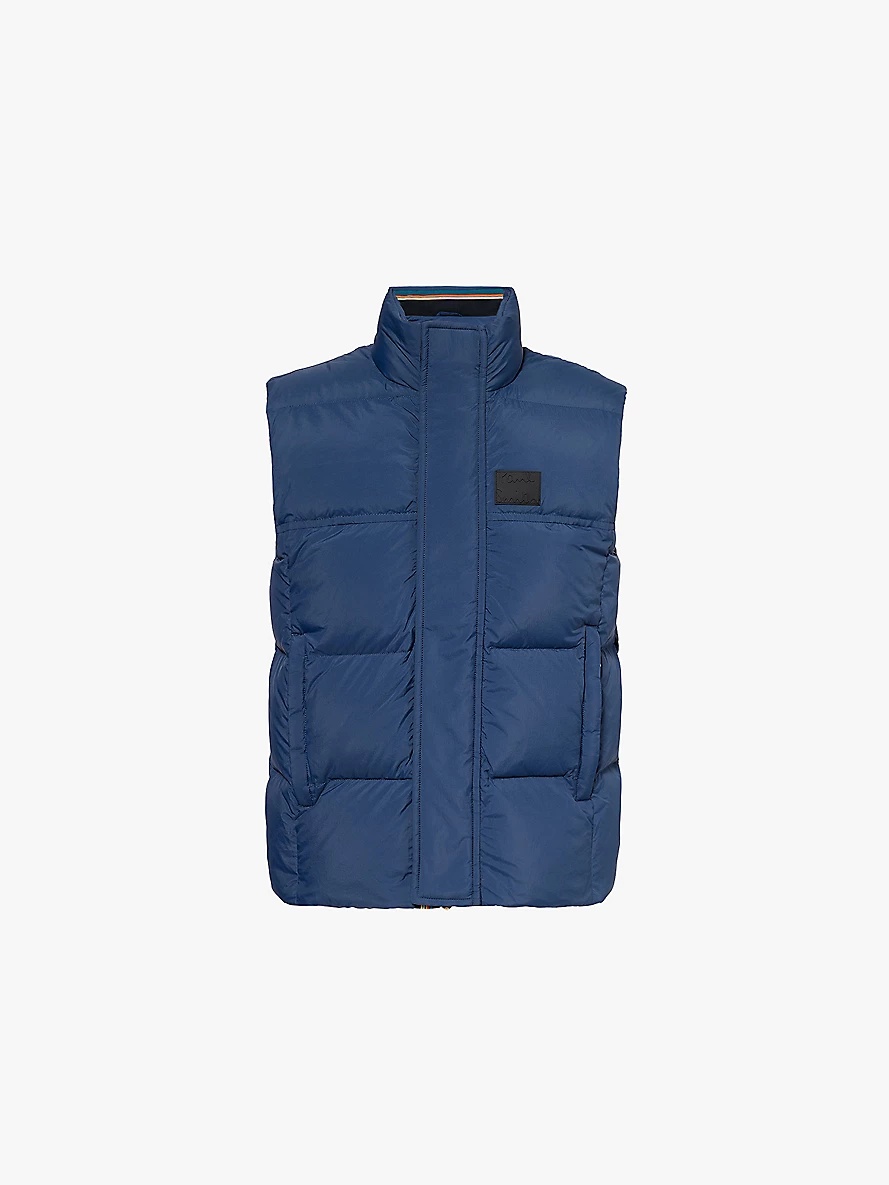 Rubberised-branding padded regular-fit shell-down gilet - 1