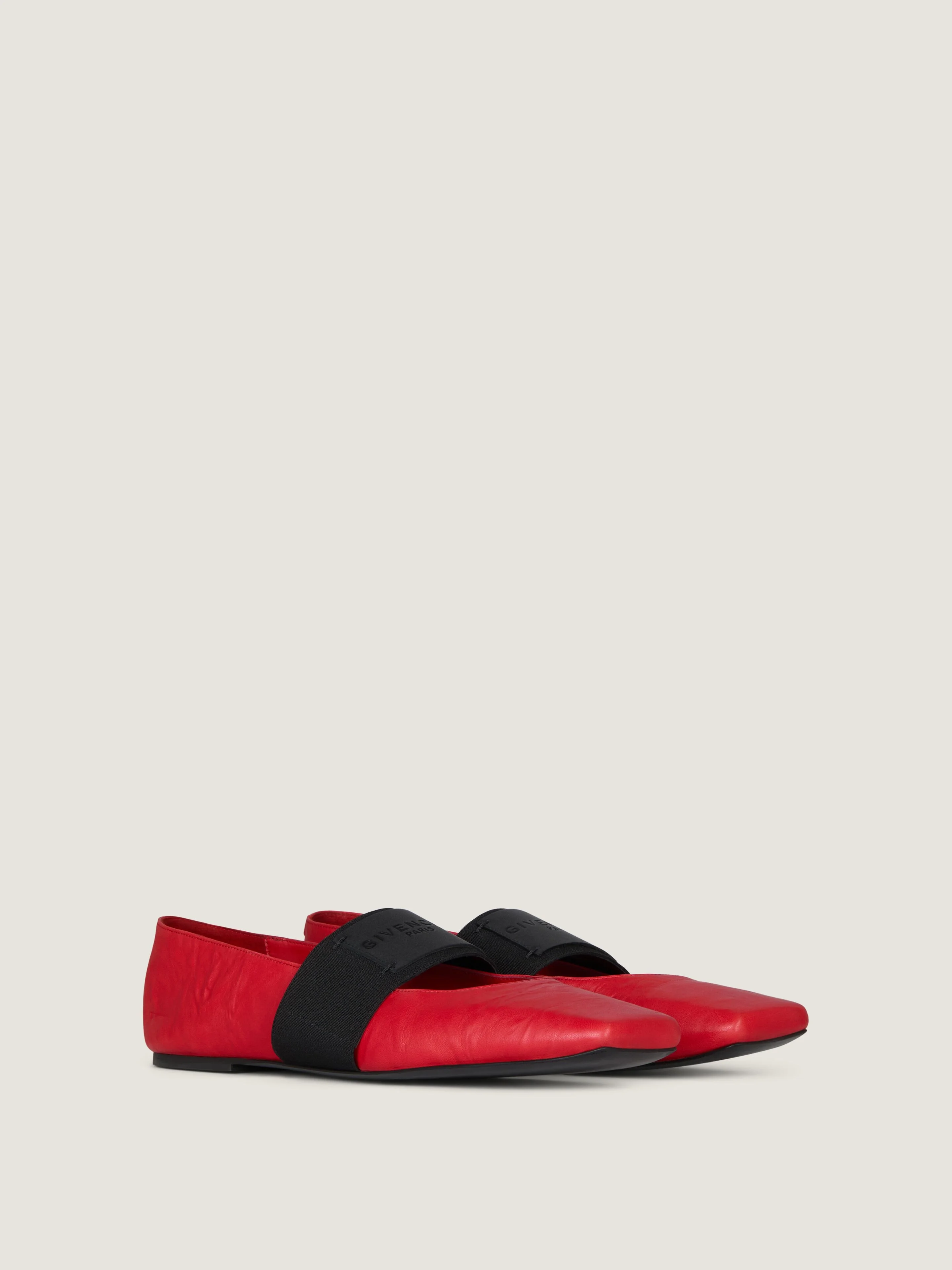 SLICED SQUARE BALLERINAS IN TEXTURED-EFFECT LEATHER - 1