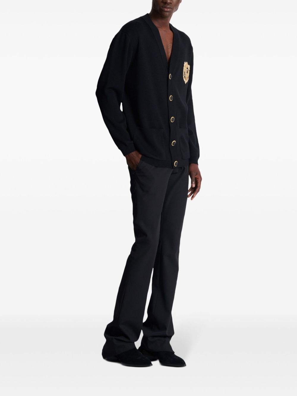 logo-patch cardigan - 3