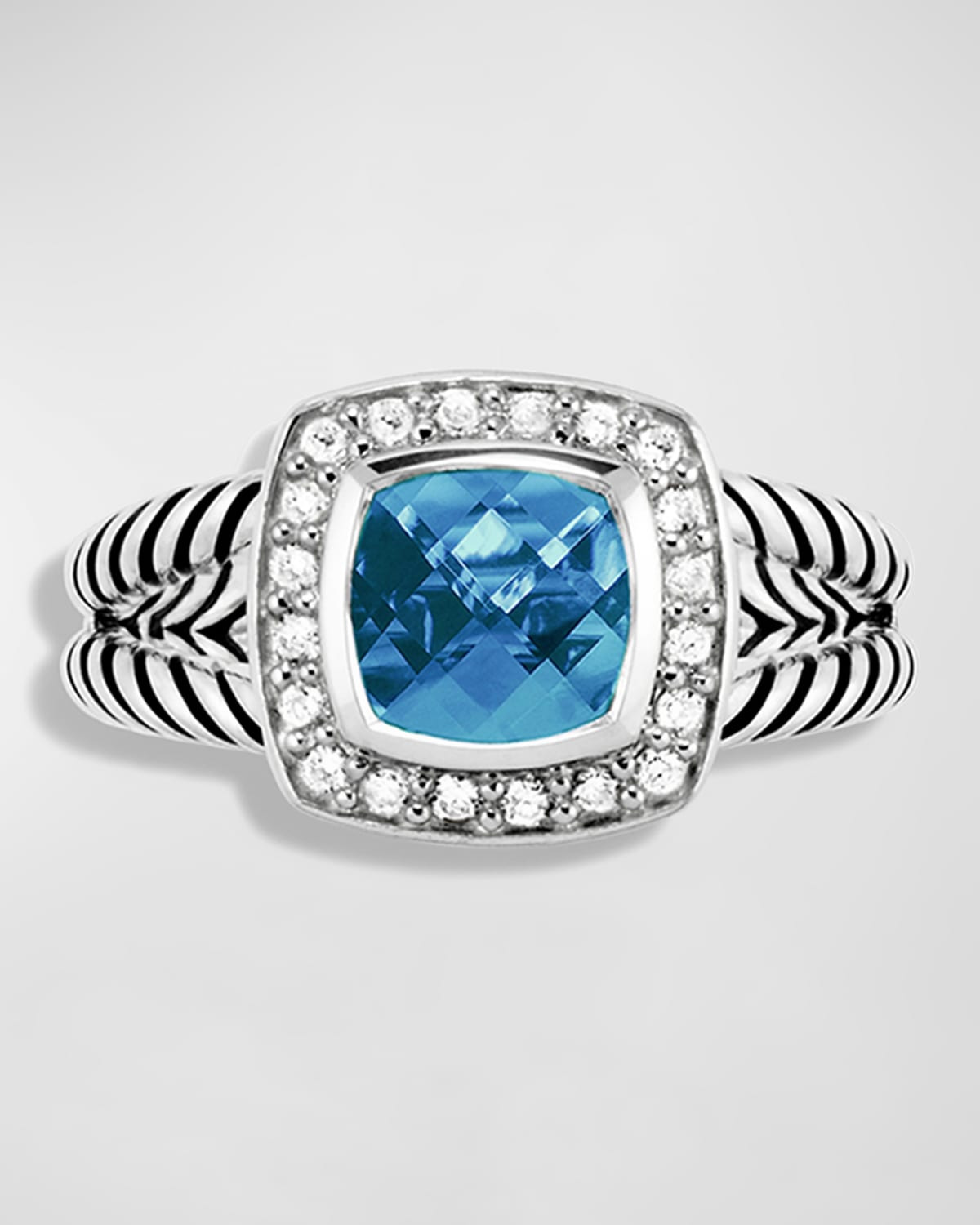 Petite Albion Ring with Gemstone and Diamonds in Silver, 7mm - 3