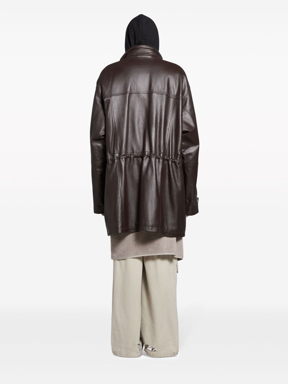 oversized leather coat - 4