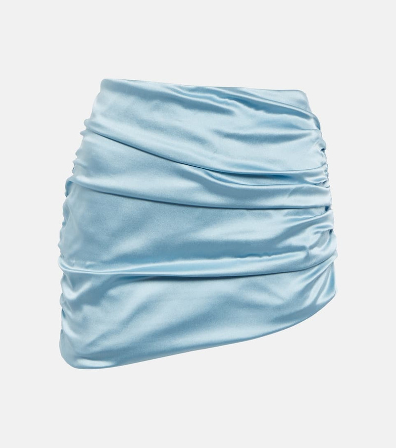 Asymmetric ruched satin miniskirt - 1