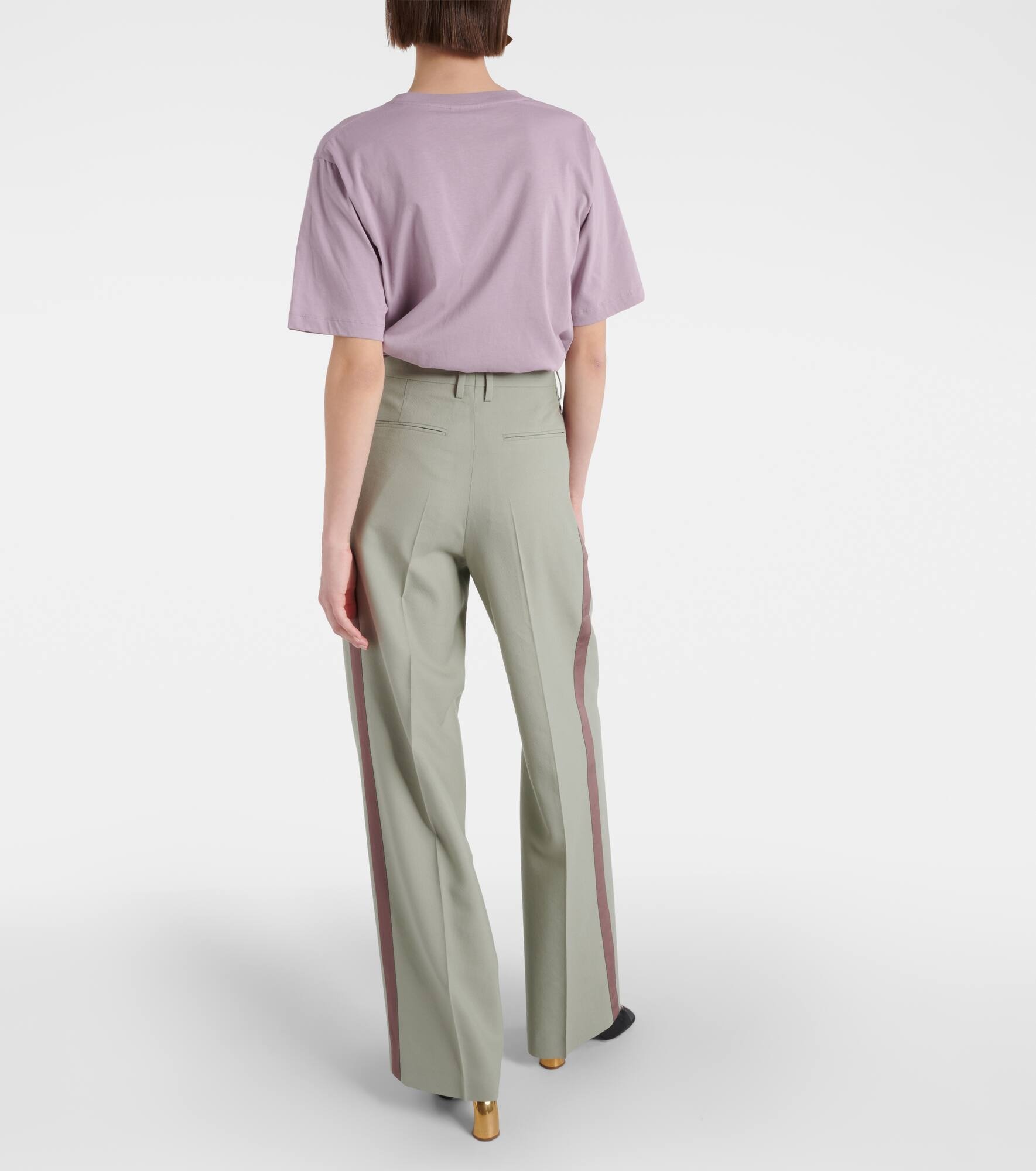 Mid-rise wool straight pants - 3