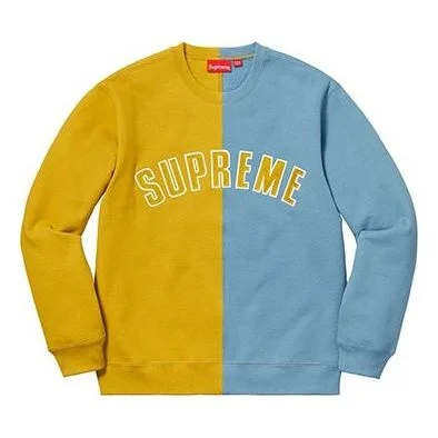 Supreme FW18 Split Crewneck Sweatshirt Mustard 'Yellow Blue' SUP-FW18-131 - 1