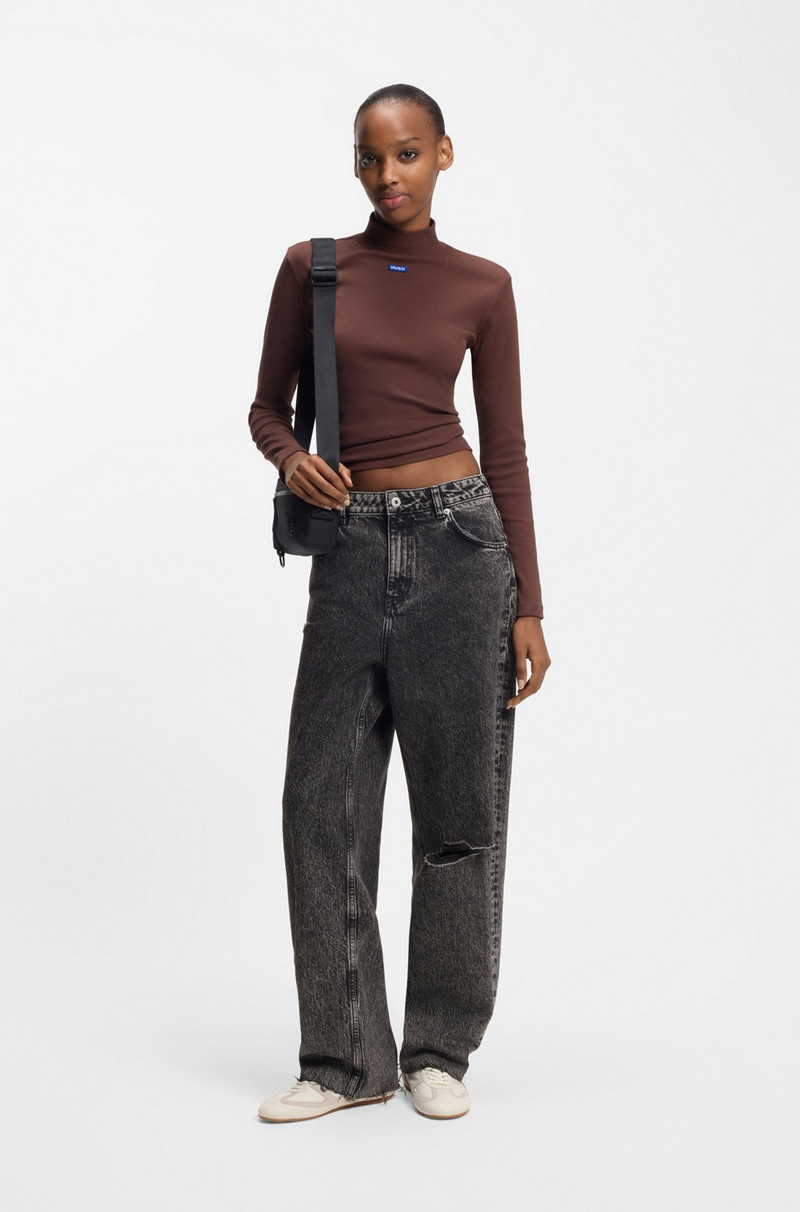 HUGO BLACK RELAXED-FIT JEANS IN RIGID DENIM outlook