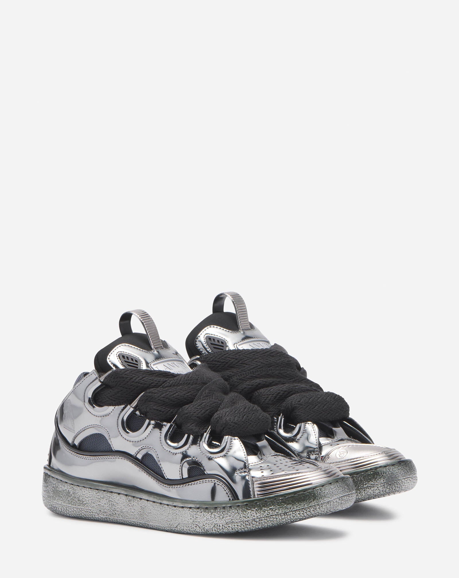 METALLIC LEATHER CURB SNEAKERS - 2