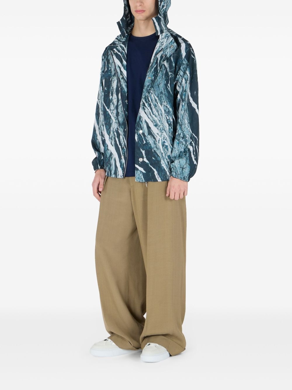 marble-print bomber jacket - 2