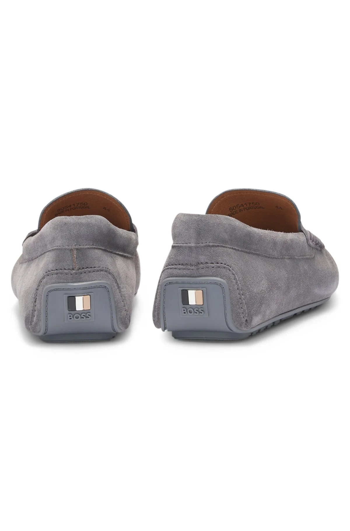 NEW BOSS-HUGO BOSS, Suede, “Driver”Loafers, Gray Penny Moccasin, Made in Europe Luxury Italian Drivers Shoes | Men main image 3