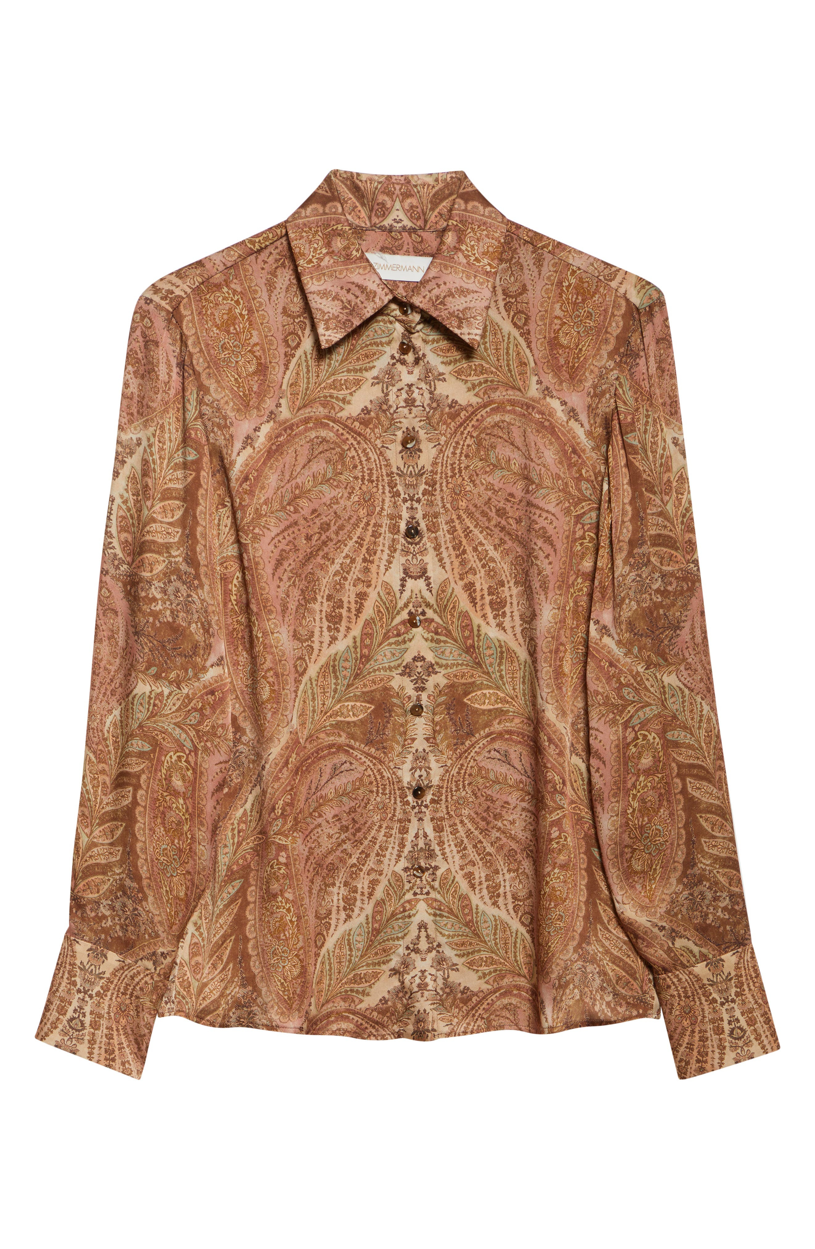 Zimmermann Hypnotic Silk Button-Up Shirt in Cream Paisley at Nordstrom - 5