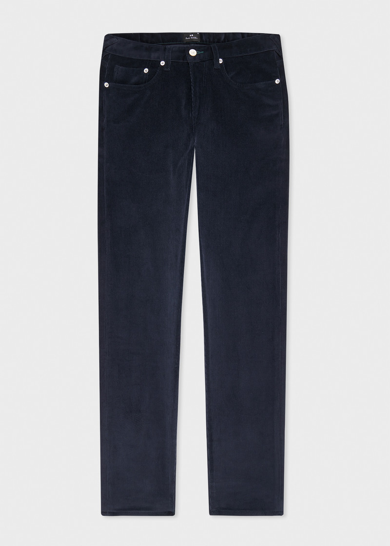 Navy Tapered-Fit Organic Corduroy Trousers 1