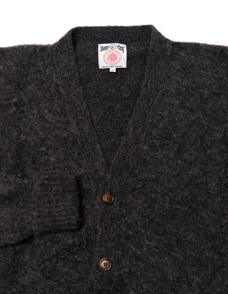 J. PRESS MADE-IN-SCOTLAND CHARCOAL SHAGGY DOG CARDIGAN SWEATER  - CLASSIC FIT outlook