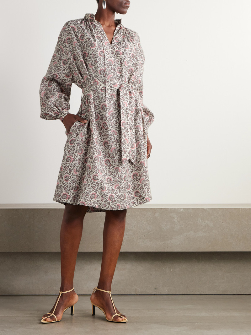 Loro Piana Billie Belted Floral-print Linen-twill Mini Dress outlook