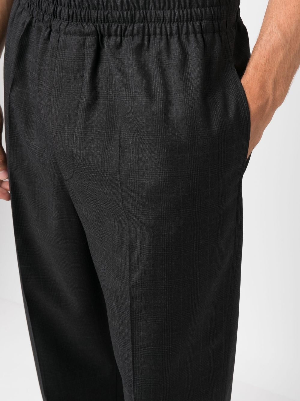 check-pattern straight-leg trousers - 5