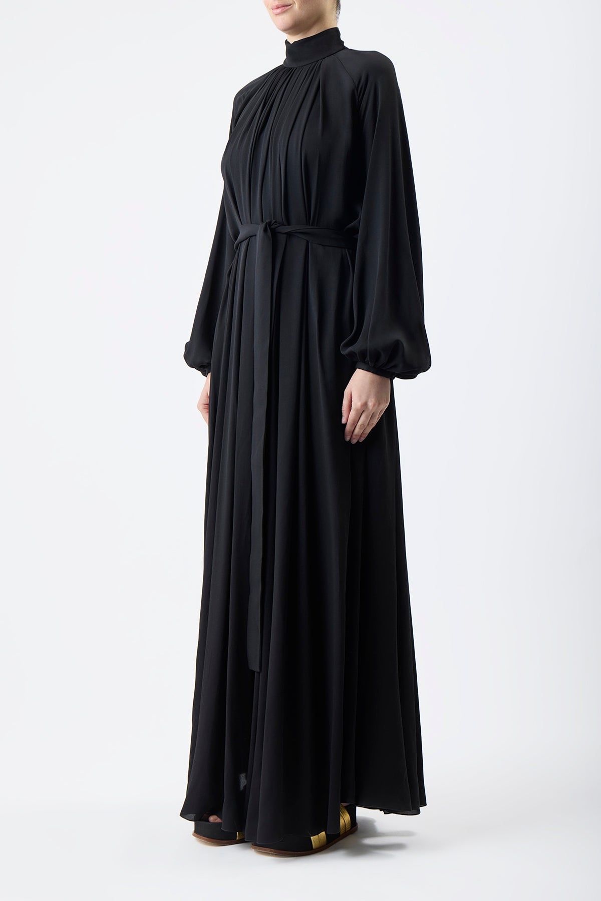 Cedric Dress in Black Silk Georgette - 3