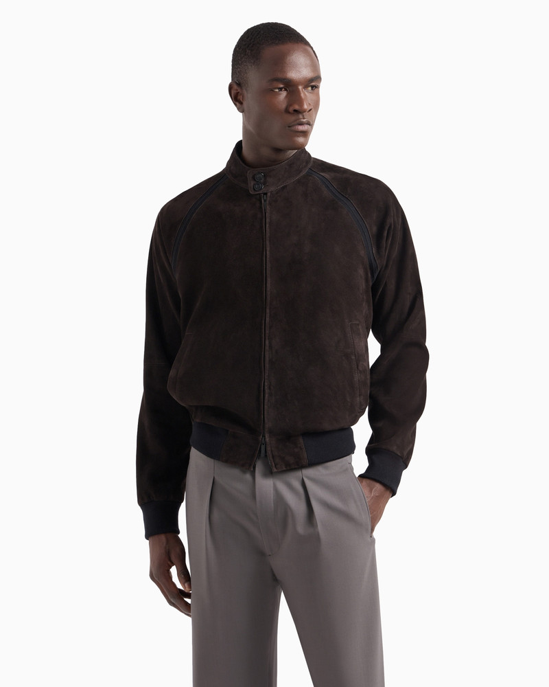 GIORGIO ARMANI Lambskin suede zipped blouson outlook