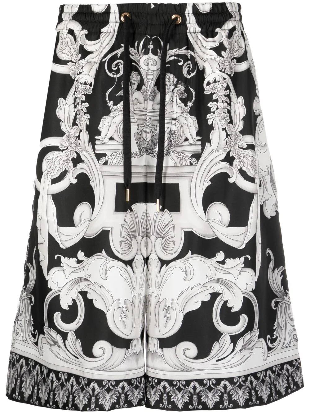 Baroque-print drawstring shorts - 1