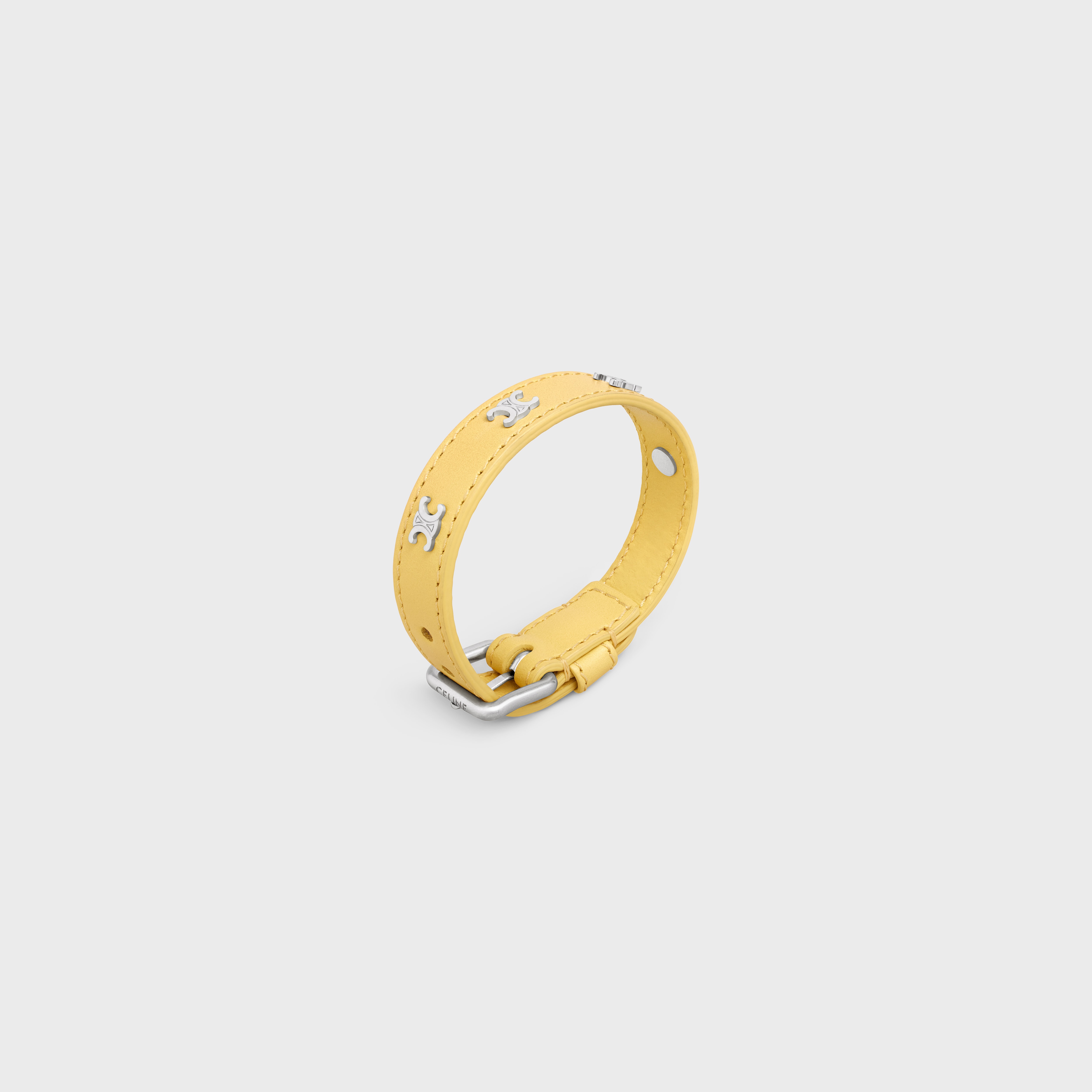 Triomphe Multi Leather Bracelet in Brass with Rhodium Finish and Calfskin - 2