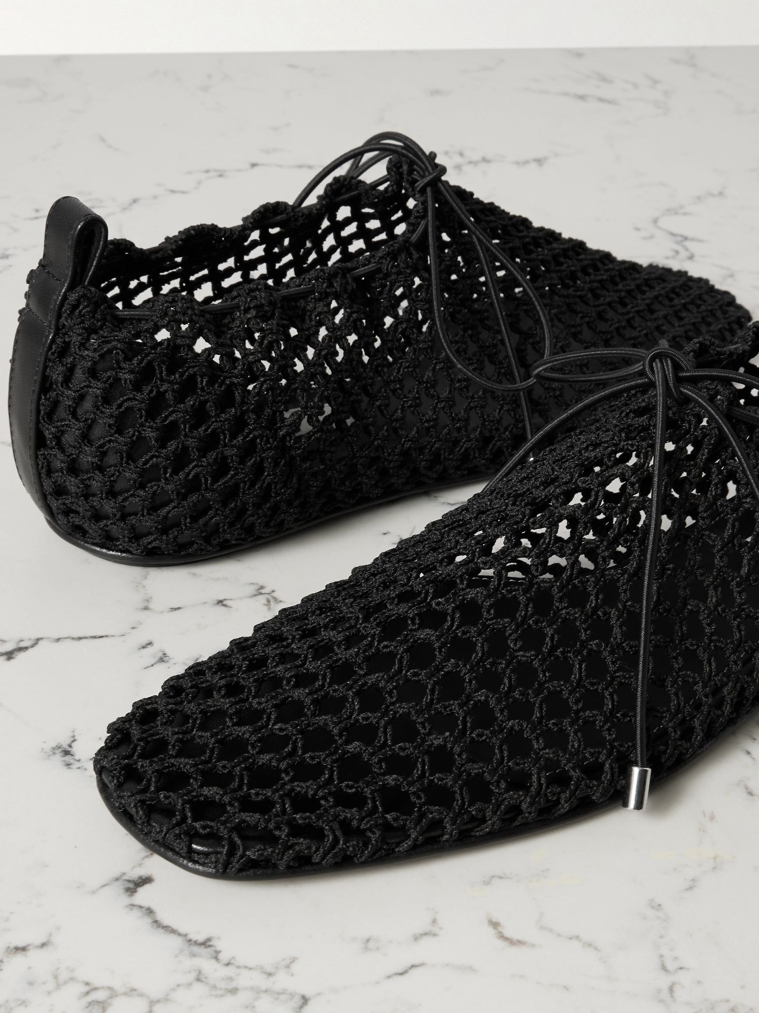 Crochet-knit flats Black - 4