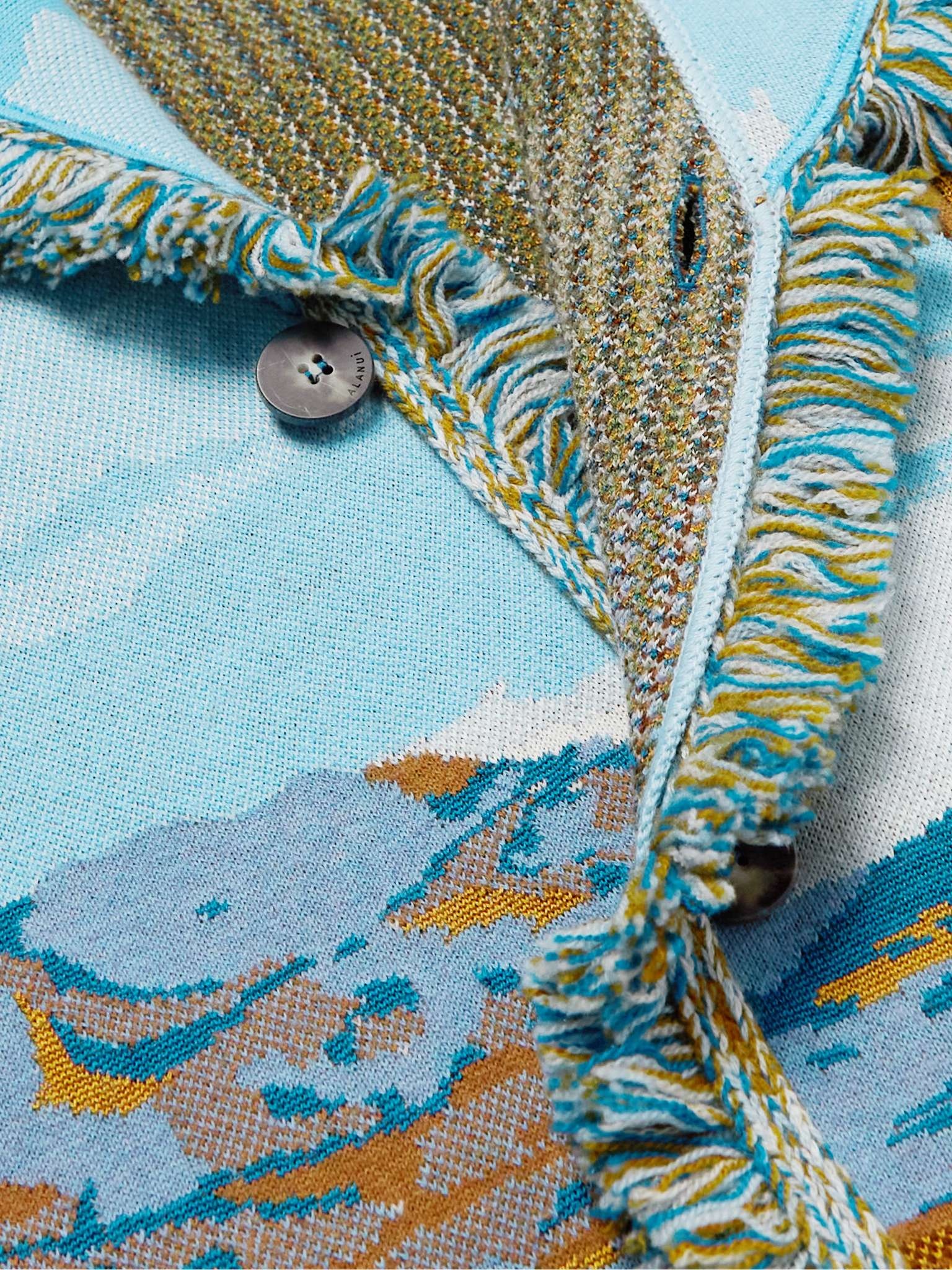 Fringed Cotton, Wool and Silk-Blend Jacquard Cardigan - 5