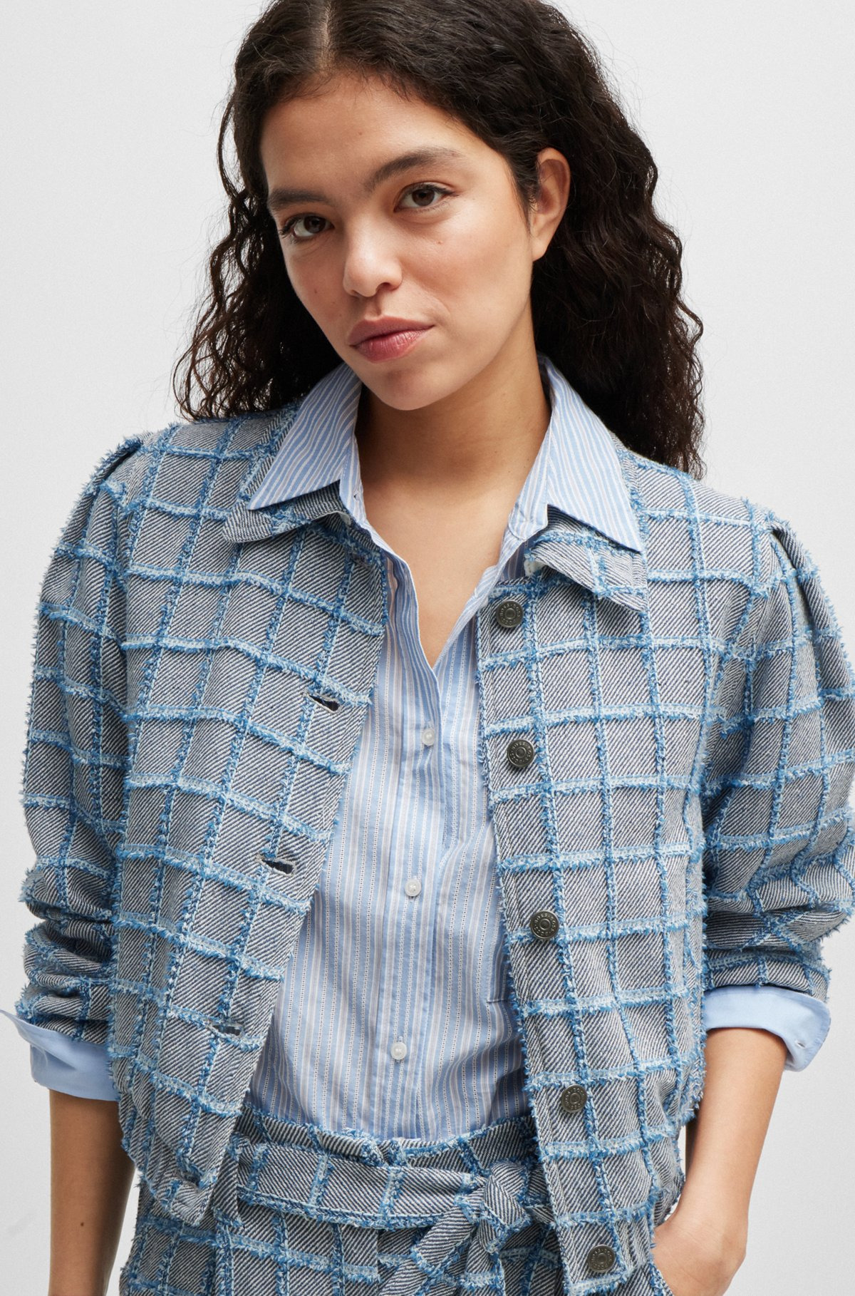 TWEED JACKET WITH DENIM CHECK - 6