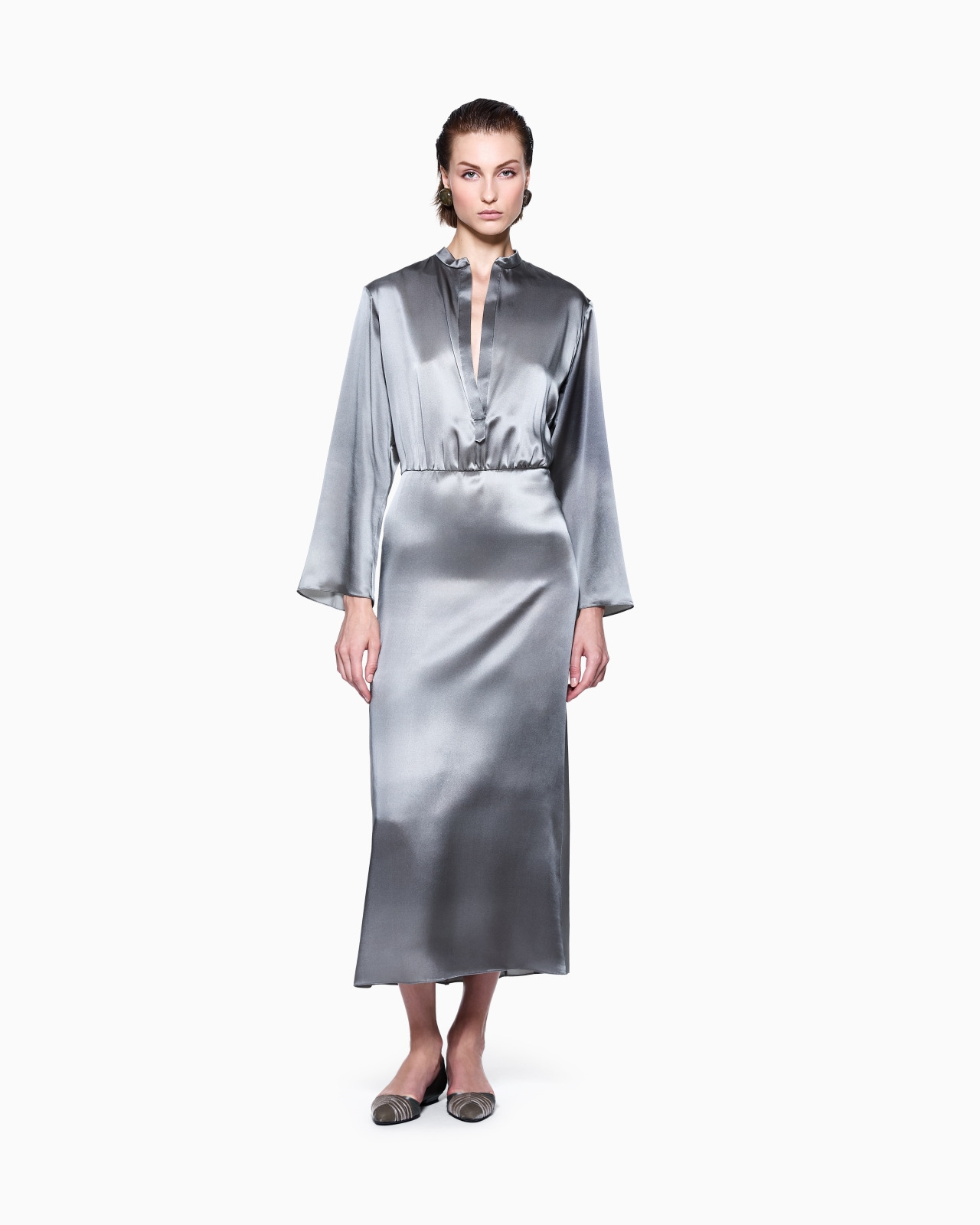 SILK TRIPLE GEORGETTE MIDI DRESS - 2