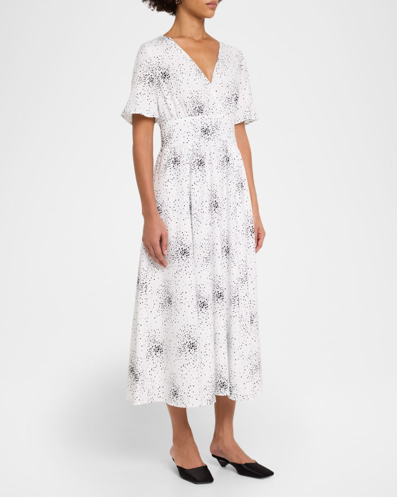 Dotted Flutter-Sleeve Midi Dress 4