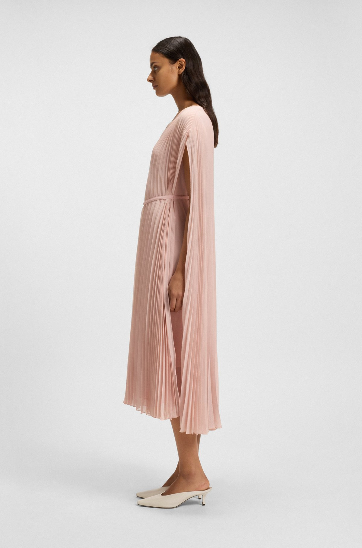 BELTED DRESS IN CRINKLE CHIFFON WITH OVERLAY - 3