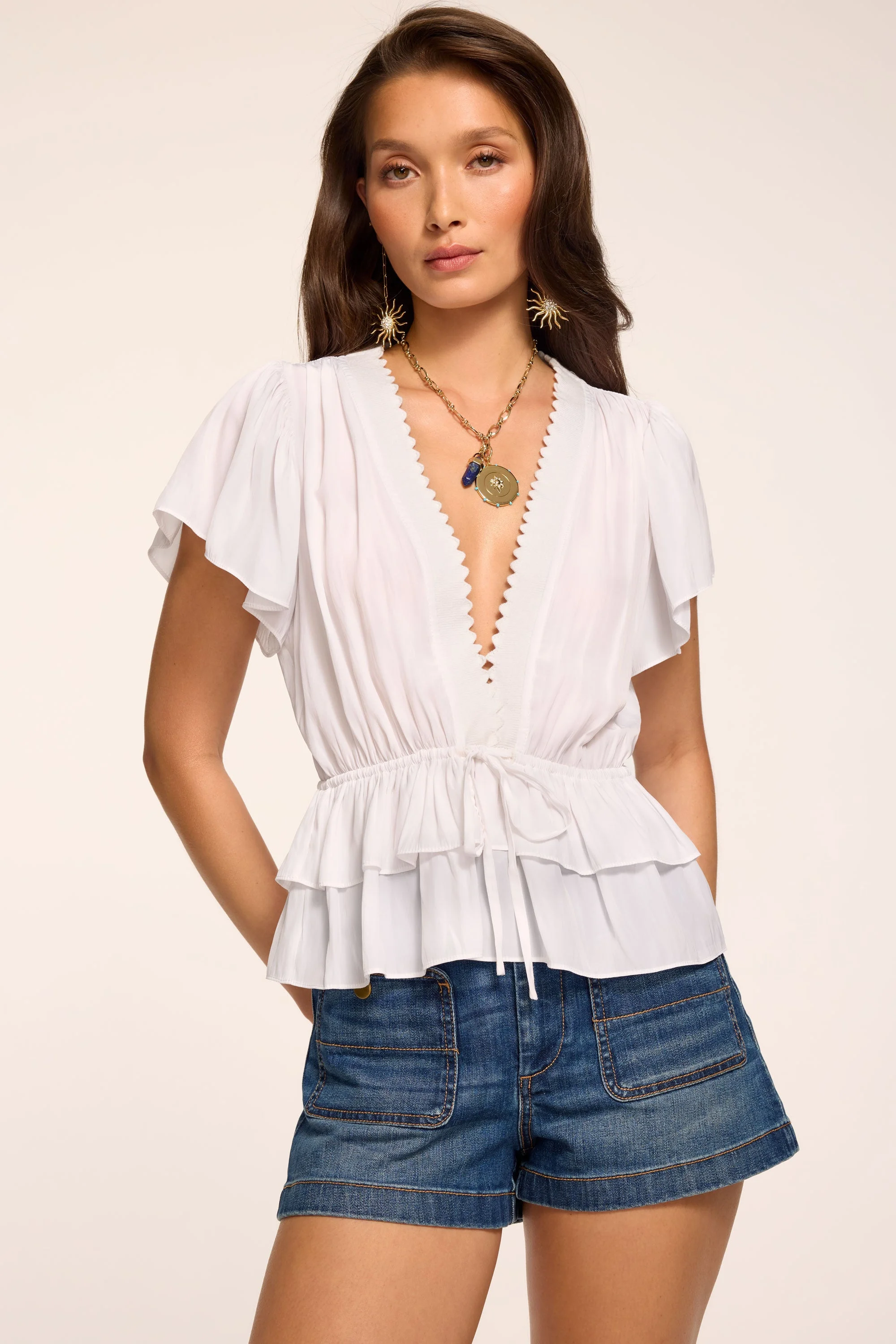 Emberly Embellished Short Sleeve Top - 1