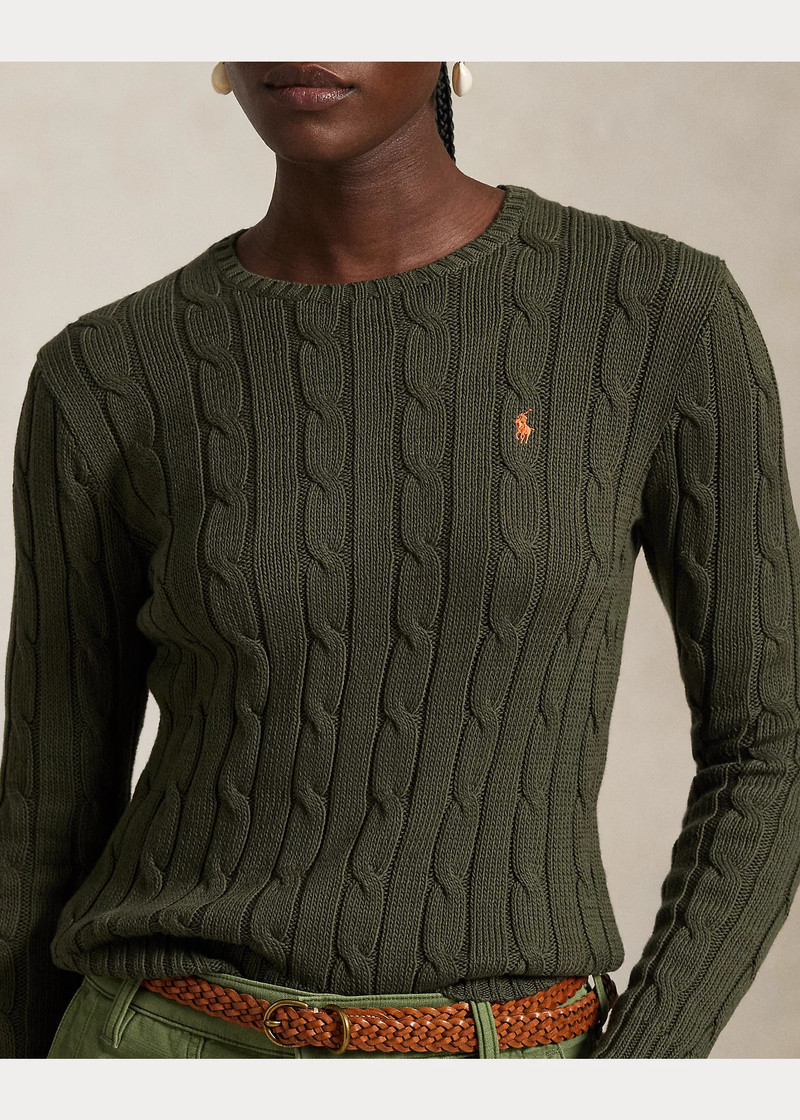 Cable-Knit Cotton Crewneck Sweater 5