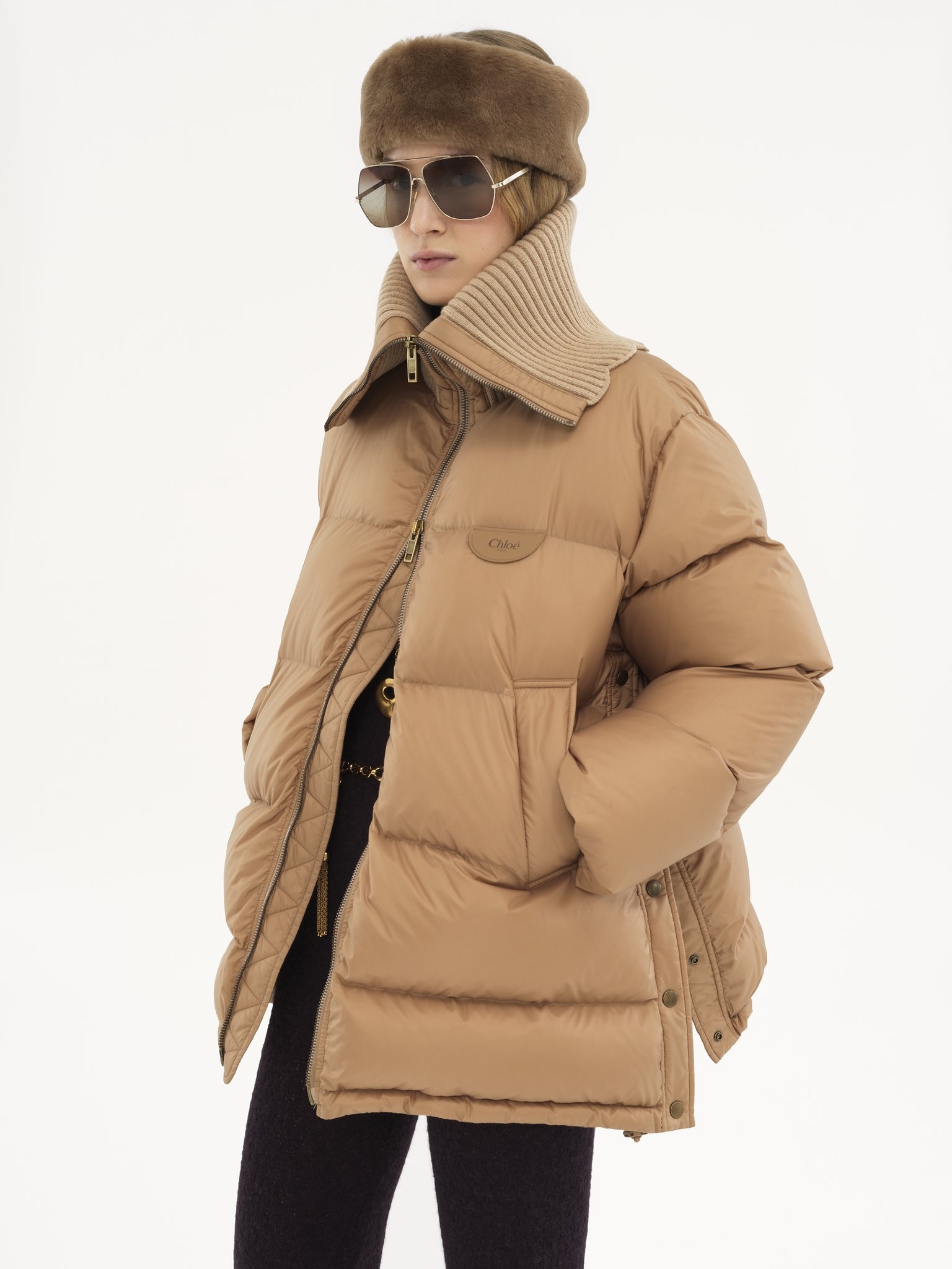 HIGH-NECK PUFFER JACKET IN SHINY NYLON - 4