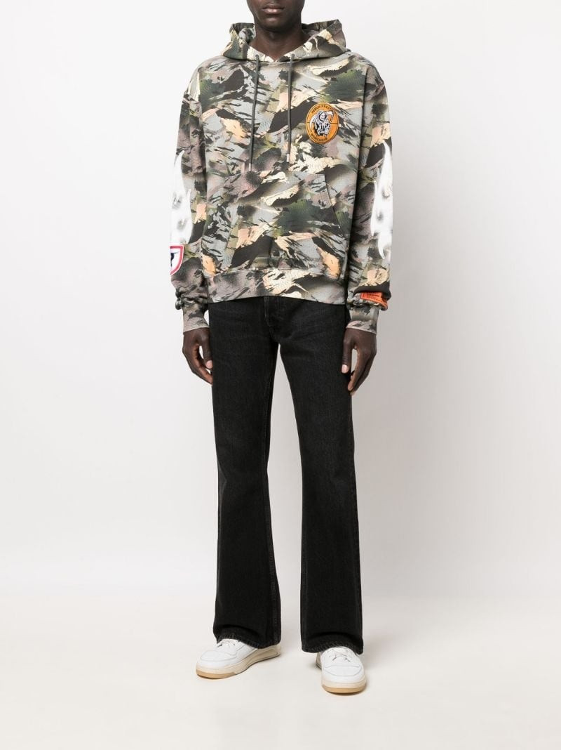 Heron Preston camouflage-print logo-patch hoodie outlook