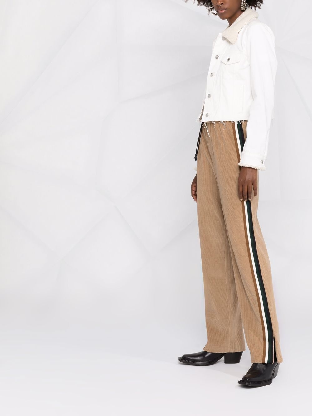 side-stripe corduroy track pants - 6