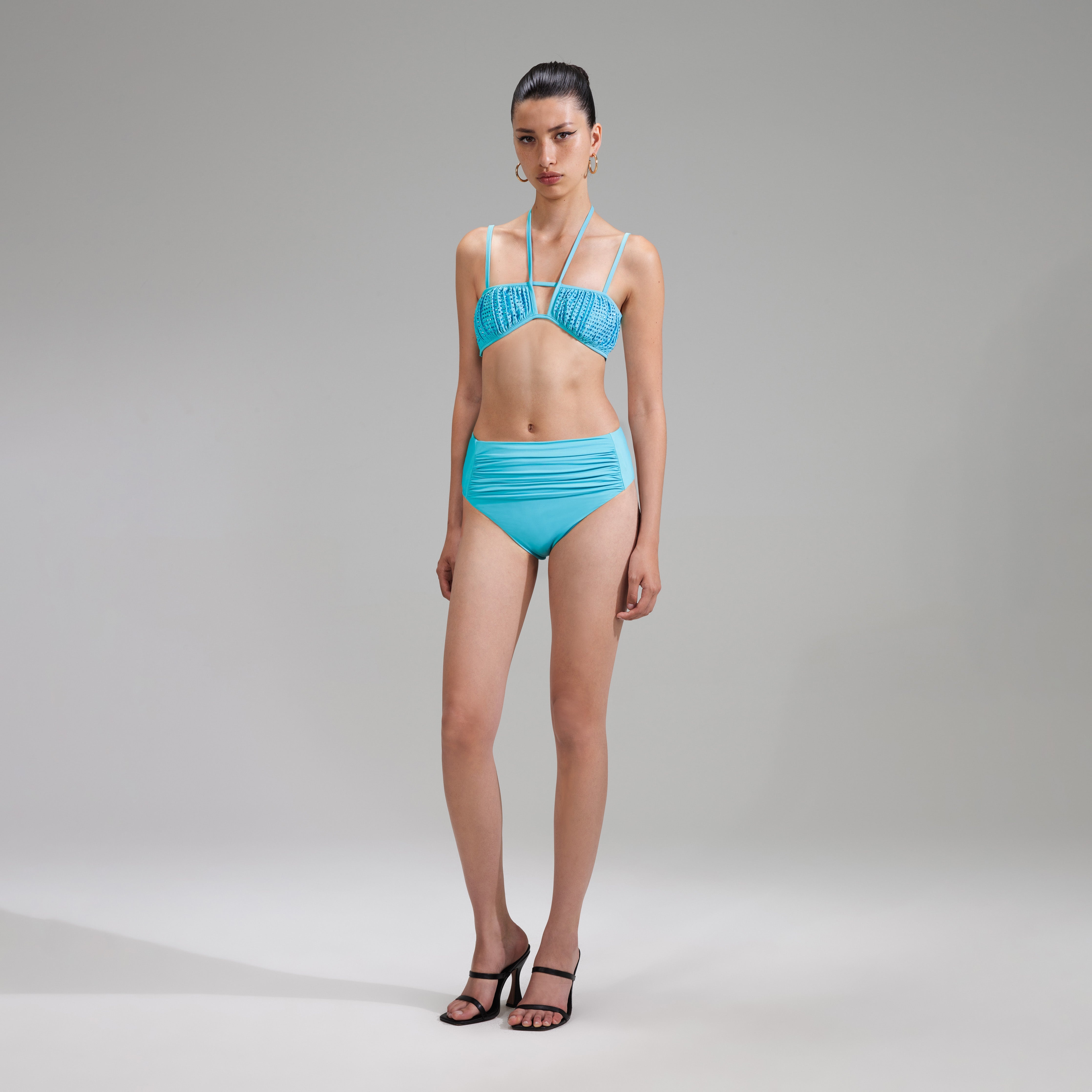 Blue High Waisted Bikini Brief - 2