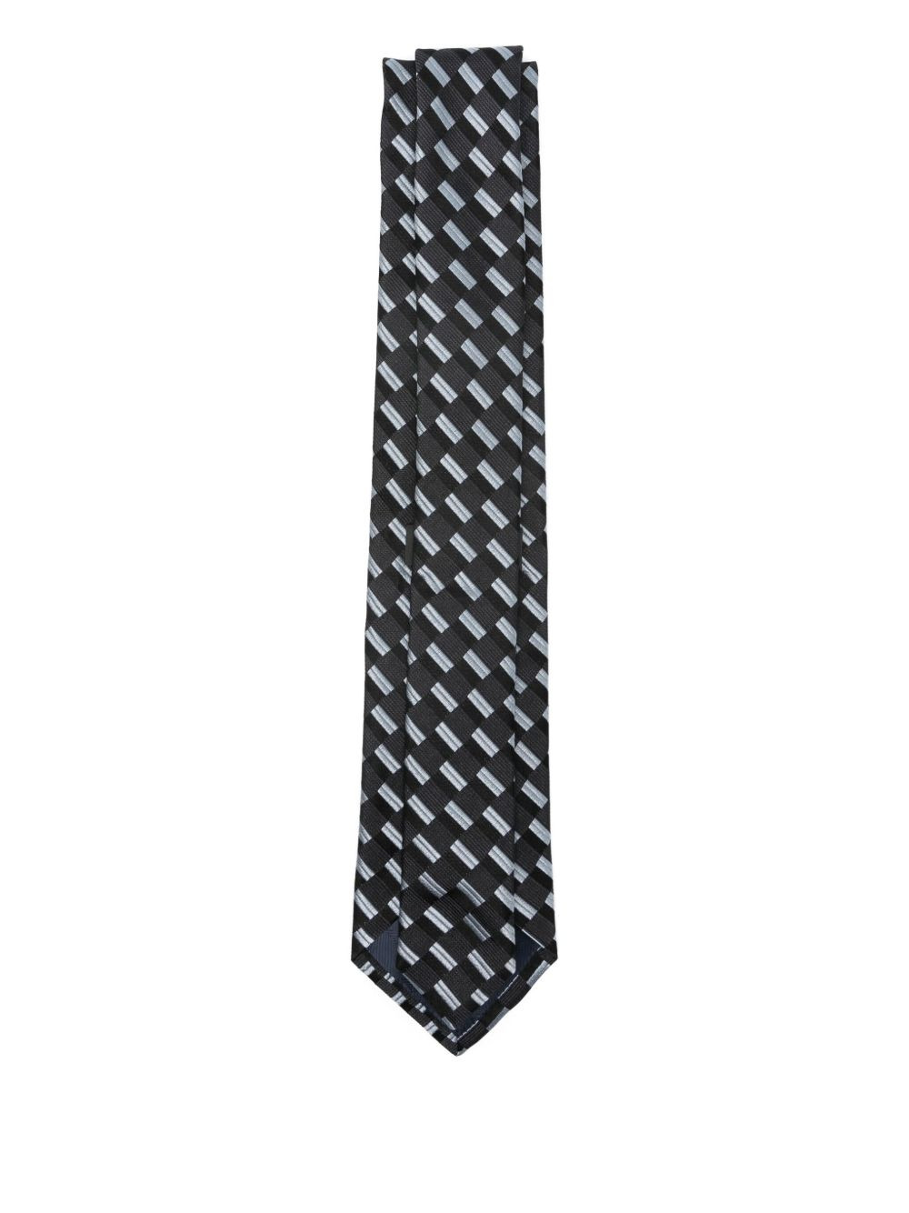 geometric-pattern silk tie - 2