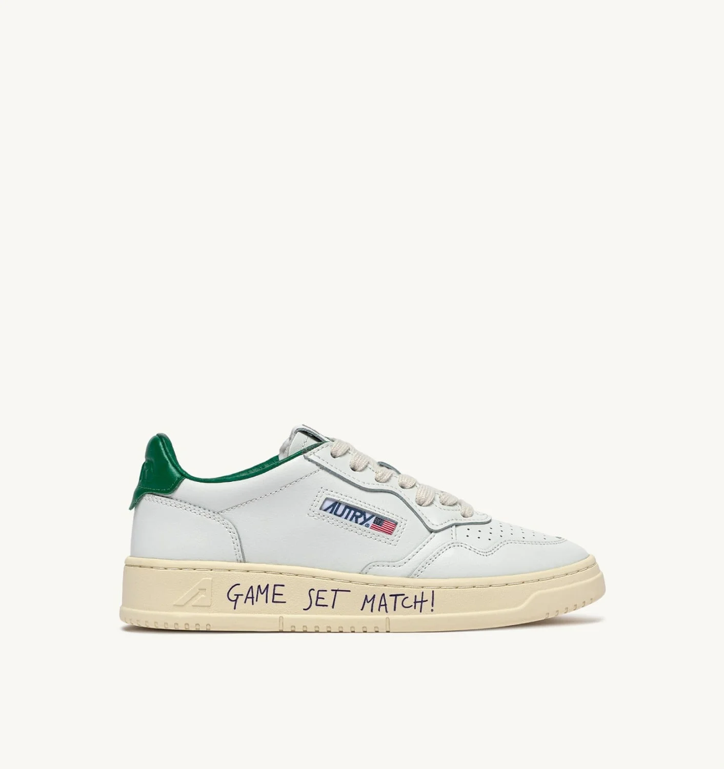 MEDALIST LOW SNEAKERS IN LEATHER COLOR WHITE AND GREEN JACKET WITH LETTERING - 1