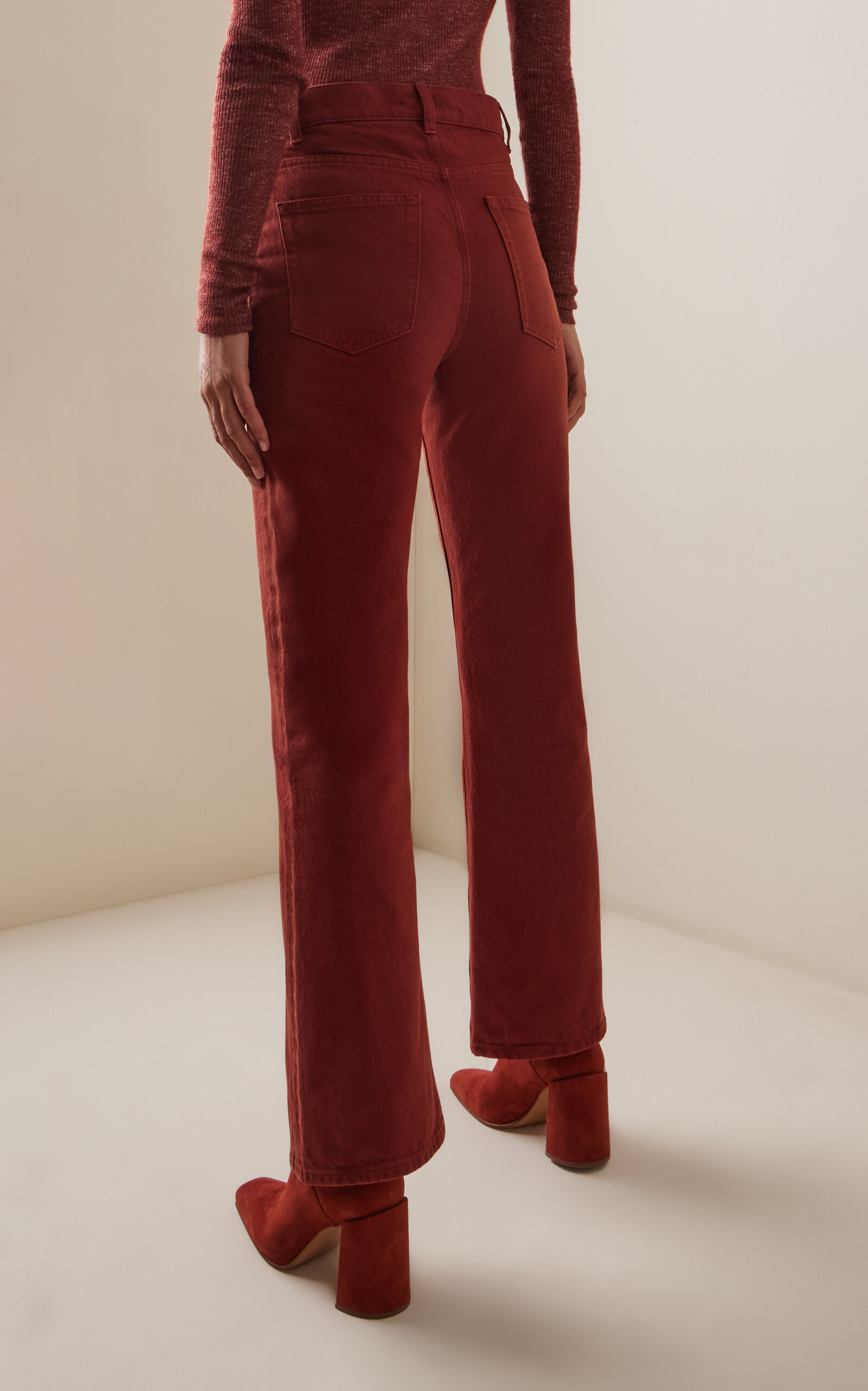 Ezra Cropped Bootcut Jeans burgundy - 4
