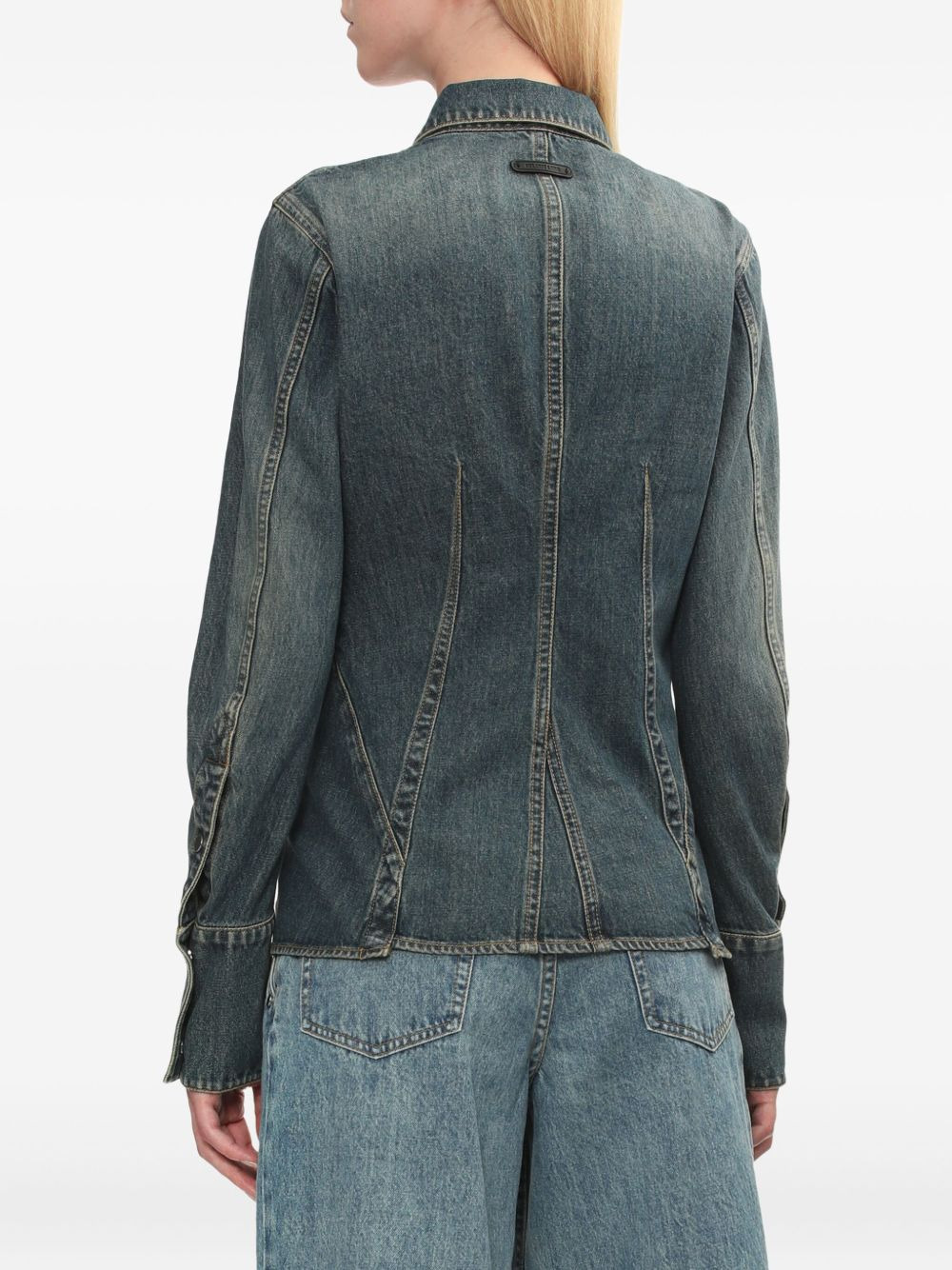 denim panelled shirt - 4