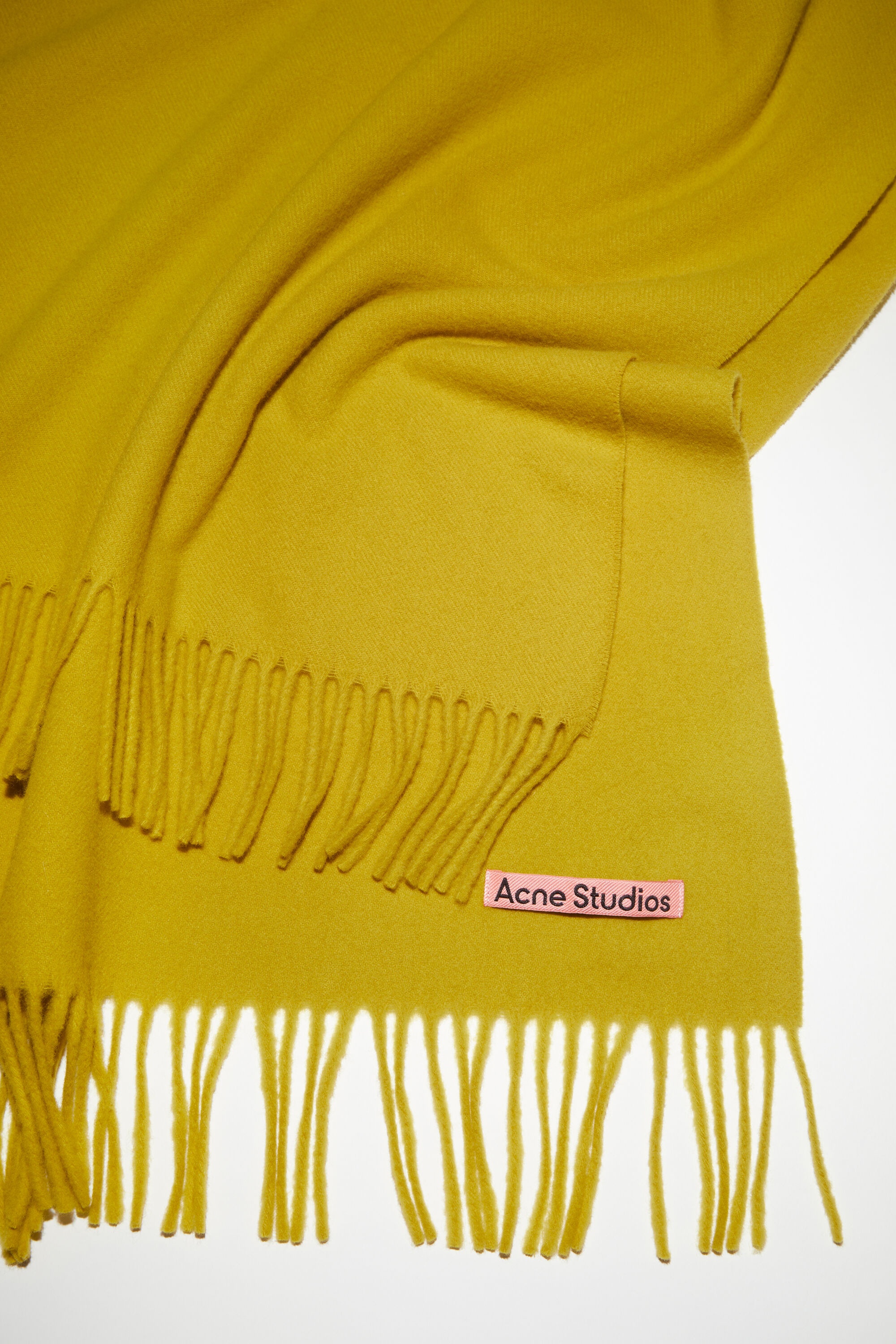 Fringe wool scarf - oversized - Acid yellow - 4