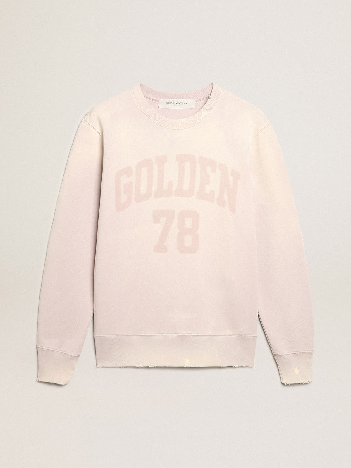 Distressed-finish pale pink sweatshirt - 1