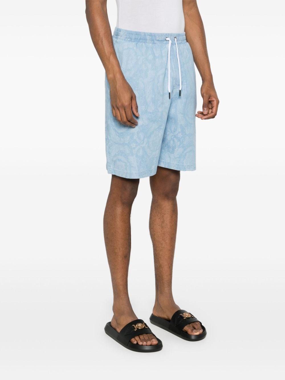 patterned-jacquard chambray shorts - 3