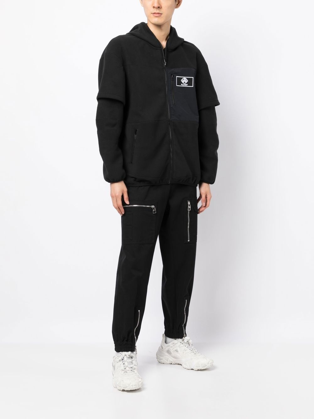 logo patch zip-up hoodie - 2