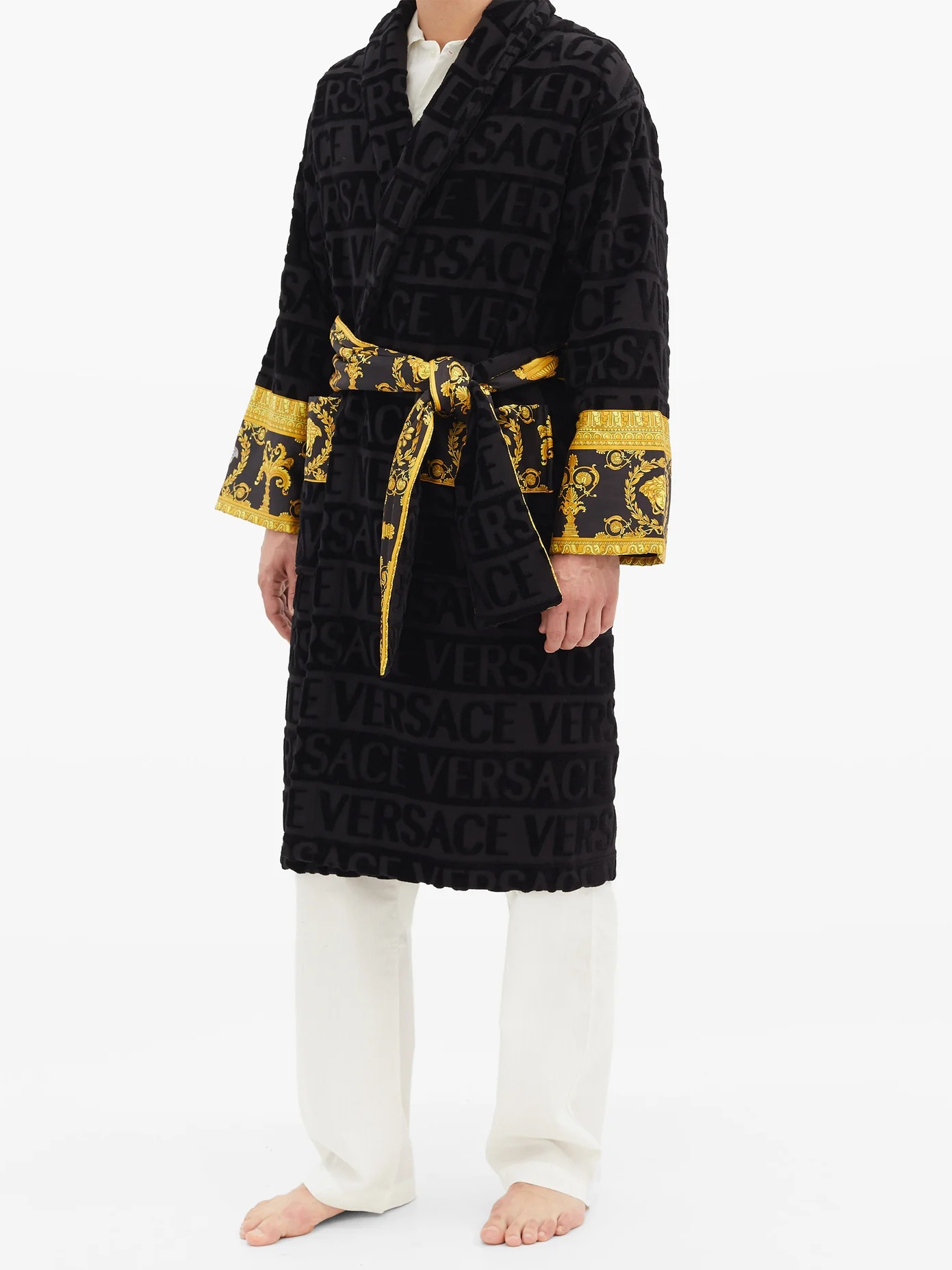 I Love Baroque logo-jacquard cotton bathrobe - 2