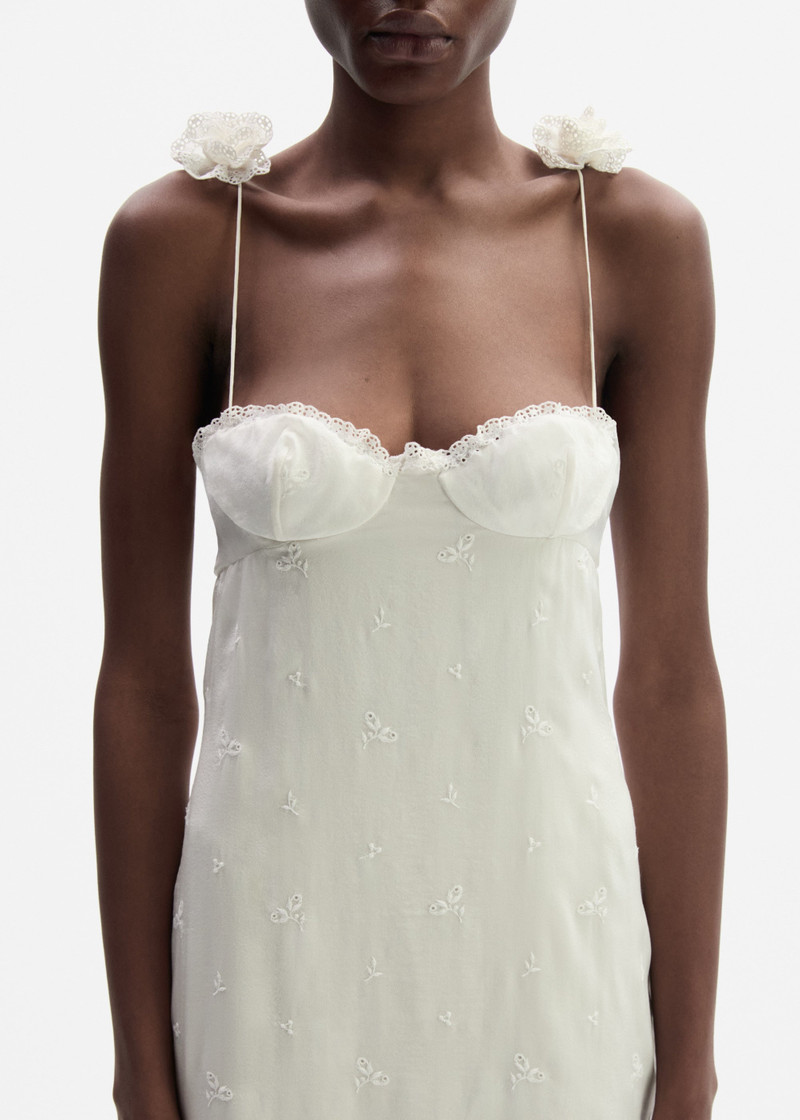 Jacquard silk-blend midi dress in cream 4
