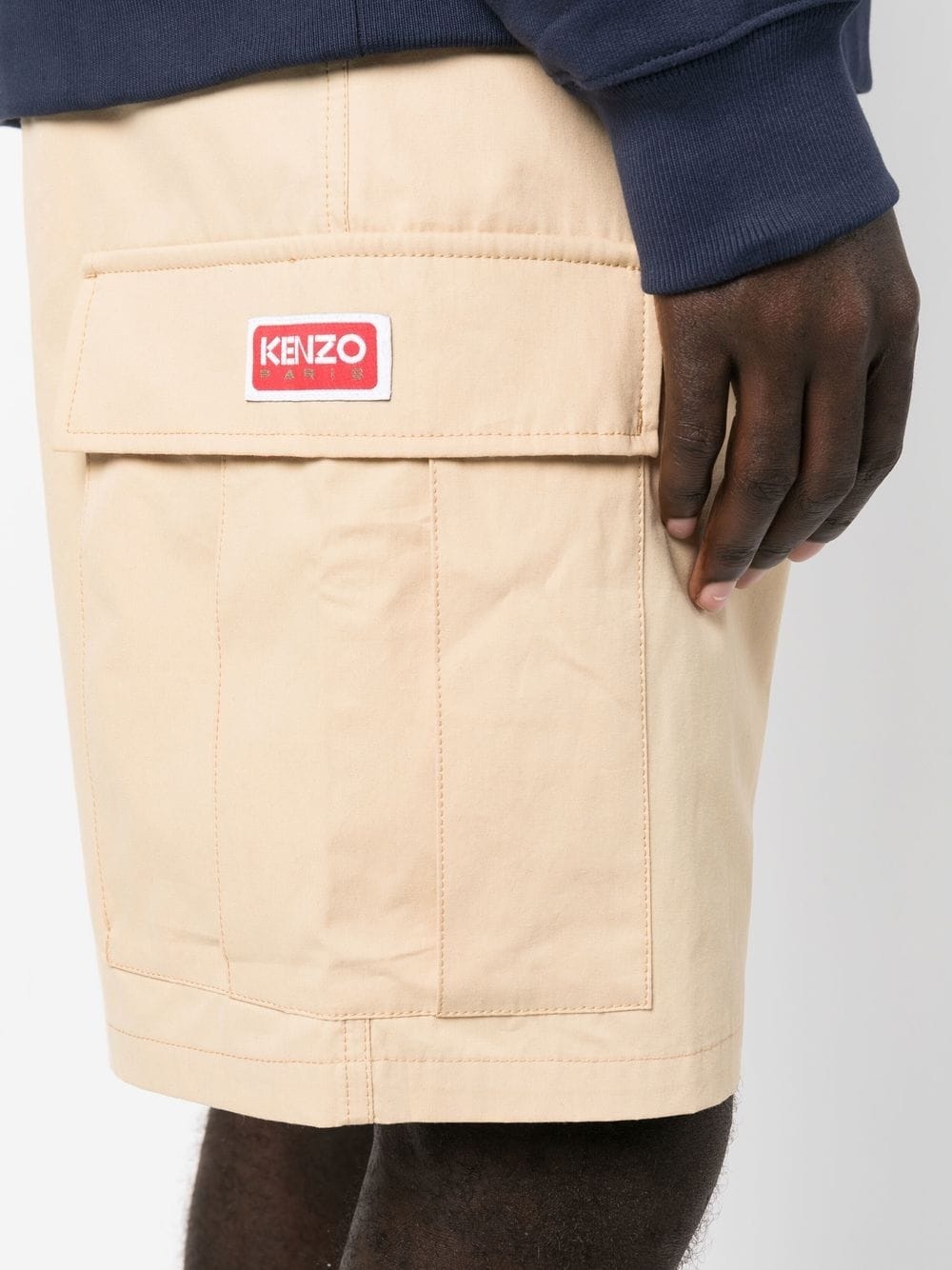 logo-patch cotton cargo shorts - 5