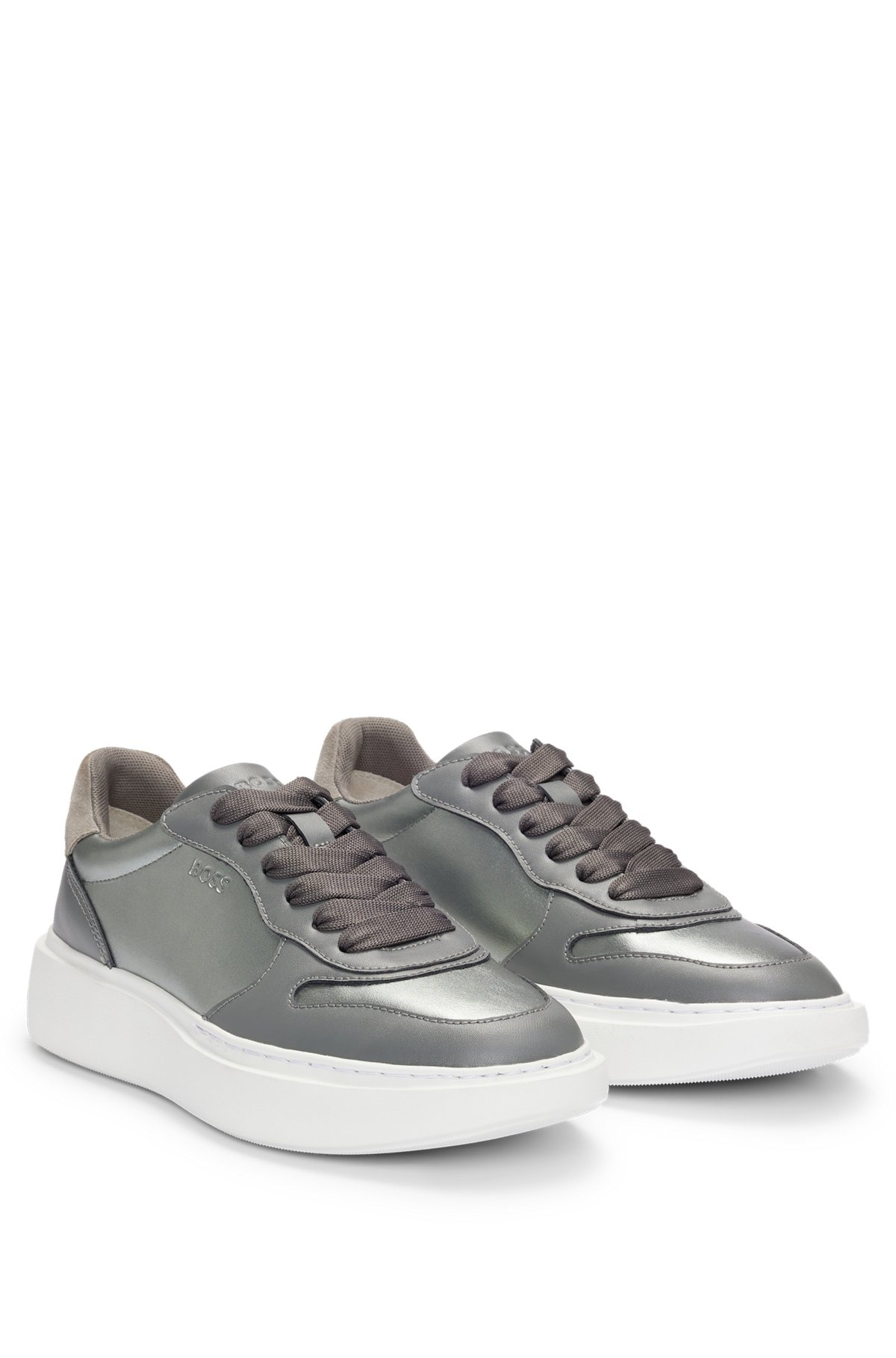 FAUX-LEATHER TRAINERS WITH SILVER-TONE DETAILS - 2